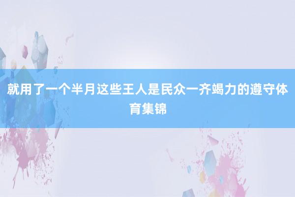 就用了一个半月这些王人是民众一齐竭力的遵守体育集锦