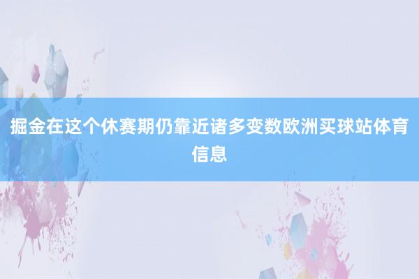 掘金在这个休赛期仍靠近诸多变数欧洲买球站体育信息