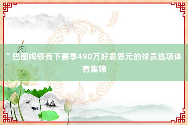 ”巴图姆领有下赛季490万好意思元的球员选项体育集锦