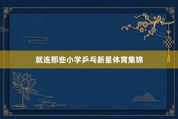就连那些小学乒乓新星体育集锦