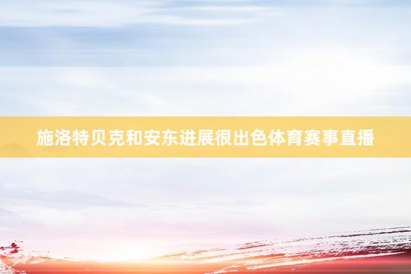 施洛特贝克和安东进展很出色体育赛事直播