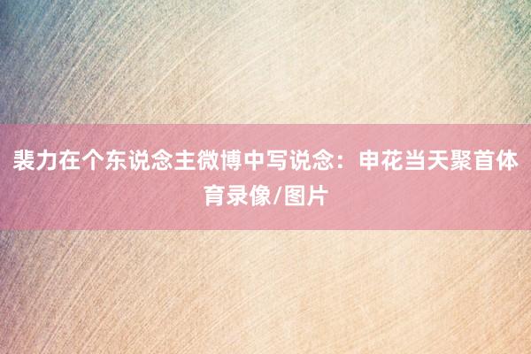 裴力在个东说念主微博中写说念：申花当天聚首体育录像/图片