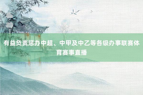 有益负责惩办中超、中甲及中乙等各级办事联赛体育赛事直播